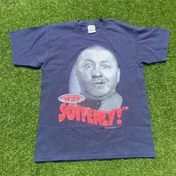 VTG '99 Curly Three Stooges Blue Shirt - Picture 1 of 4